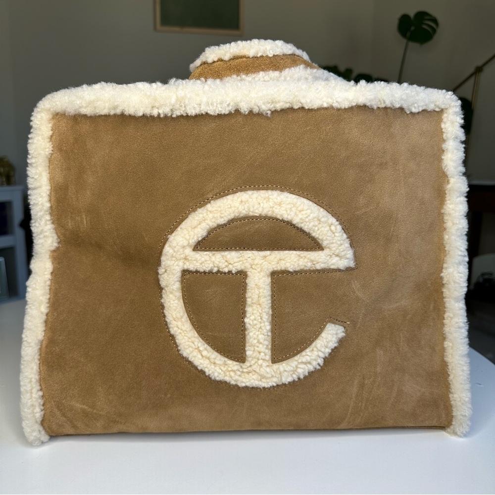 Ugg x Telfar medium genuine shearling chestnut color shopper bag EUC like new